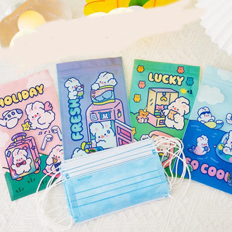 4Pcs/Lot Cartoon Bear Rabbit Portable PVC Mask Clips Disposable Face Mask Storage Case Container Foldable Recycling Mask Holder