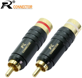 4pcs/Lot New Gold Plated Copper RCA Plug Mayitr Durable RCA Connector Screws Soldering Locking Audio Video R Plug 53mm*13mm