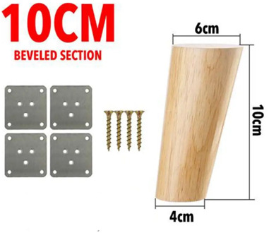4pcs/lot Solid Wood Furniture Legs, Inclined Cone Sofa Bed Cabinet Table and Chair Replacement Feet Sloping Feet with Screws