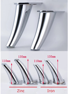 4Pcs/Lot Zinc Iron inclined Leg Feet Chrome Sofa Furniture With Screws