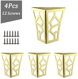 4Pcs Meubels Benen Zware Moderne Kast Zwart/Goud Voet Hollow Out Voor Sofa Salontafel Kast Tv stands Met Schroeven 4stk 10CM goud