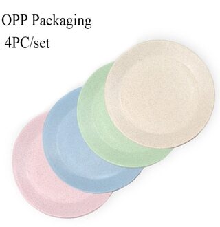 4Pcs Milieuvriendelijke Voedsel Snack Plaat Tarwegras Lunch Diner Dessert Fruitschaal Plaat Servies 4 Kleur Servies OPP packaging