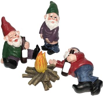 4Pcs Miniatuur Tuin Gnomes Camping Gnome Kit Beeldjes En Accessoires Set Fairy Miniatuur Ornament Diy Kit Mini Gnomes