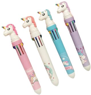 4Pcs Multicolor Intrekbare Roller Pennen Balpen School Kantoorbenodigdheden Supply (Paars + Blauw + Whi