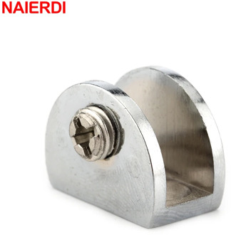 4PCS NAIERDI Half Round Glass Clamps Plane Zinc Alloy Shelves Support Two Hole Corner Bracket Clips For 8mm Furniture Hardware