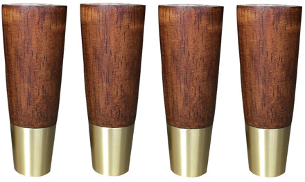 4PCS Natural Wood Furniture Legs Solid Rubber Wood Table Cabinet Feet Legs Iron Plate Screws