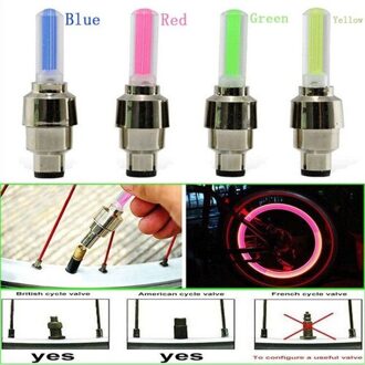 4Pcs Neon Lichten Kleur Tyre Wheel Valve Cap Light Led Flash Ventieldopjes Air Cover Band Velg Klep wheel Stem Fiets Licht