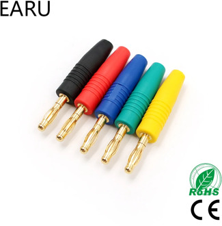 4pcs New 4mm Plugs Gold Plated Musical Speaker Cable Wire Pin Banana Plug Connectors Socket Red Black Blue Green Yellow