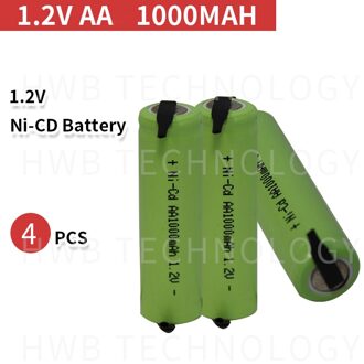 4Pcs Ni-Cd AA 1.2V 1000mAh Oplaadbare Batterij Nikkel Cadium mobiele 14*49mm US