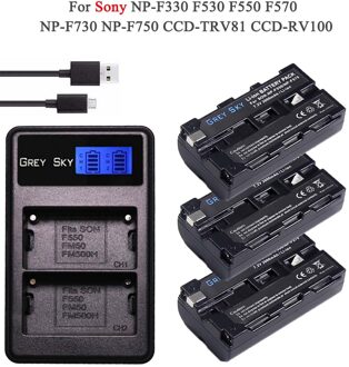 4Pcs NP-F550 Np F550 NP-F570 Camera Batterij + Lcd Usb Oplader Voor Sony NP-F330 NP-F530 NP-F570 NP-F730 NP-F750 CCD-TRV81 CCD-RV100 Package 3