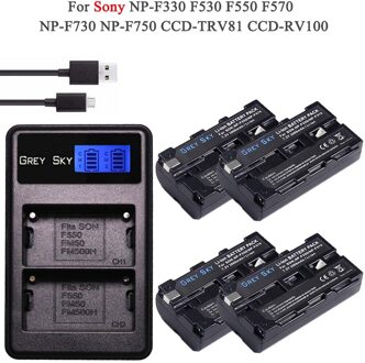 4Pcs NP-F550 Np F550 NP-F570 Camera Batterij + Lcd Usb Oplader Voor Sony NP-F330 NP-F530 NP-F570 NP-F730 NP-F750 CCD-TRV81 CCD-RV100 Package 4