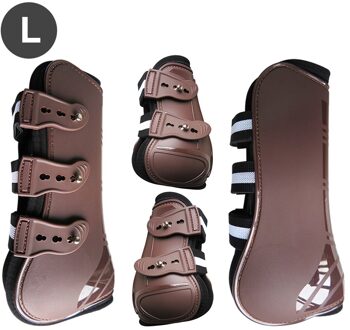 4Pcs Paardensport Been Guard Accessoires Duurzaam Schokabsorberende Springen Paard Pees Laarzen Rijden Front Achterpoten Pu Shell Beschermende bruin L