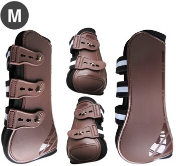 4Pcs Paardensport Been Guard Accessoires Duurzaam Schokabsorberende Springen Paard Pees Laarzen Rijden Front Achterpoten Pu Shell Beschermende bruin M