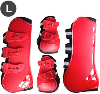 4Pcs Paardensport Been Guard Accessoires Duurzaam Schokabsorberende Springen Paard Pees Laarzen Rijden Front Achterpoten Pu Shell Beschermende rood L