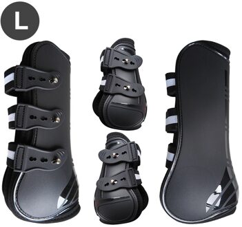 4Pcs Paardensport Been Guard Accessoires Duurzaam Schokabsorberende Springen Paard Pees Laarzen Rijden Front Achterpoten Pu Shell Beschermende zwart L