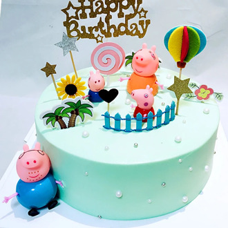 4PCS Peppa Pig Family Birthday Decoration Cake Card Fruit Plug-in George Family Set Toy Children Birthday Party Supplies Gifts