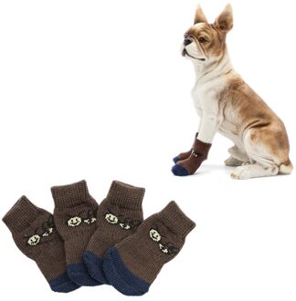 4Pcs Pet Dog Puppy Kat Non-Slip Katoenen Sokken Met Cartoon Prints Maat afbeelding 1 2
