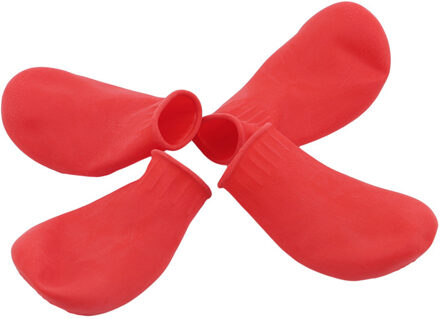 4Pcs Pet Hond Rubber Waterdichte Schoen Cover Pet Sokken Voet Cover Non Slip Outdoor Puppies Regen Schoenen Pet Poot protectors M / rood