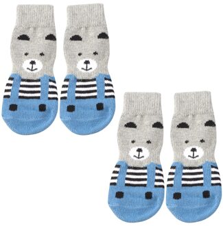 4Pcs Pet Hond Sokken Antislip Sokken Anti-Kras Ademende Sokken Warme Gebreide Sokken Voor Honden Puppy (Maat 2XL Grijs-Blauwe Panda Patt 3XL