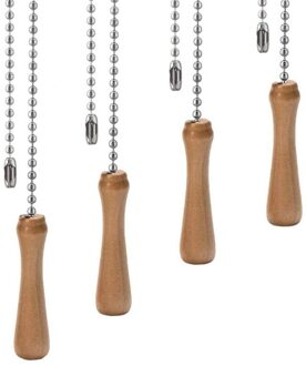 4Pcs Plafond Ventilator Pull Keten Houten Pull Chain Uitbreiding Voor Plafondlamp Lamp Fan Ketting Extender Decoratieve