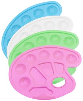 4Pcs Plastic Schilderij Lade Kunstenaar Verf Palet Portable Met Duim Gat 10 Goed