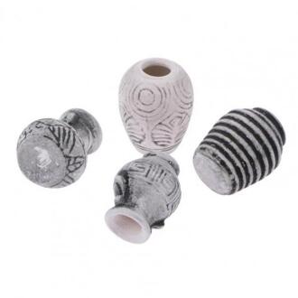 4Pcs Poppenhuis Vaas Miniatuur Handgemaakte Landschap Accessoire Keramische 1/12 Schaal Simulatie Poppenhuis Vaas Voor Tuin Scène