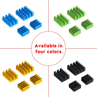 4pcs Raspberry Pi 4 Heat Sink Aluminum Heatsink Cooler Kit Radiator Colden Green Black Blue for Raspberry Pi 4 Model B