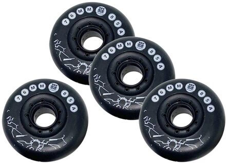 4Pcs Roller Skate Wiel Universele Enkele Rij Inline Skate Skateboard Bearing Rolling Lager 85A Wielen Scooter Vervanging Deel zwart 76mm