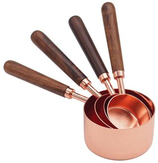 4Pcs Rvs Maatlepel Rose Gold Bakken Apparaat Schaal Lepel Bakken Maatlepel Keuken Accessoires