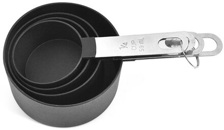 4Pcs Rvs Pp Maatbekers Lepels Keuken Bakken Koken Tools Set Keuken Benodigdheden BDF99 zwart-1