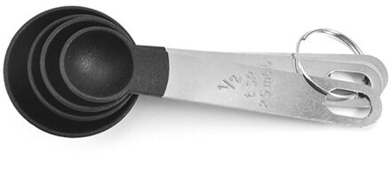 4Pcs Rvs Pp Maatbekers Lepels Keuken Bakken Koken Tools Set Keuken Benodigdheden BDF99 zwart-2