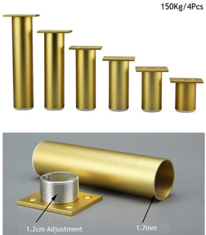 4Pcs Sanding Gold Round Dia.38mm Aluminum Adjustable Leveling Feet Leg Furniture TV Cabinet