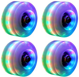 4Pcs Schaatsen Licht Up Sliding Accessoires Lichtgevende Transparant Met Bankroll Lagers Roller Skate Wielen Outdoor Dubbele Rij Pu kleurrijk