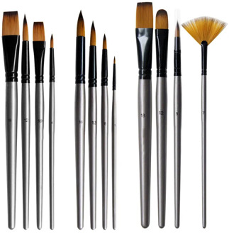4Pcs/Set Aluminum Tube Silver High Quality Nylon Brush Oil Painting Brushes Wooden Handle Art Paint Brush Set Art Students Tools