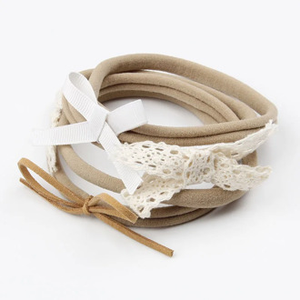 4pcs/set Baby Girls Khaki Elastic Nylon Band with Bows Headband Newborn Hair Rope Headwear Toddler Hair Band Accessories