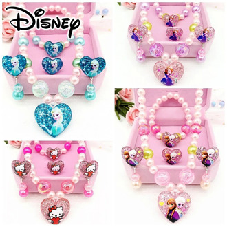 4pcs/set Frozen Princess Birthday Gift Children Girls Sofia Necklace Bracelet Earring Ring Paper Card Set Makeup Toys For Girls