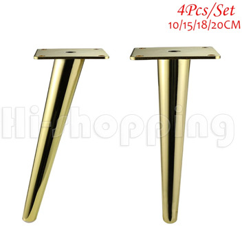4Pcs/Set Metal Furniture Legs Gold Vertical Inclined Tube Sofa Feet for TV Cabinet Cabinet Feet Support Furniture Accessories