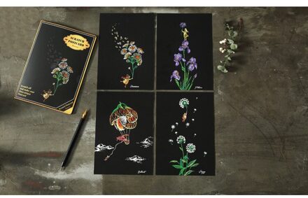 4pcs/Set Postcard Style City Night Scene Scratch Painting Colorful Scratch Painting Set Children's Stationery 2