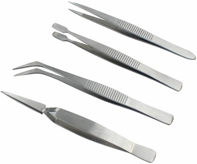 4Pcs/Set Precision Tweezers Stainless Steel Thick Electronics Forceps Eyebrow Tweezers Anti-Skid Makeup Repair Multi Tools