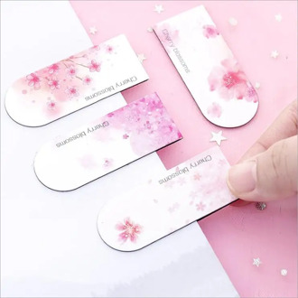 4pcs/set Pretty Cartoon Cherry Blossoms Flamingo Metal Magnet Bookmark Paper Clip School Stationery Thanksgiving Birthday Gift