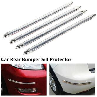 4PCS/Set Silver Chrome Bumper Corner Side Edge Guard Protector Protective Car Auto Truck Decoration Strip Styling Mouldings