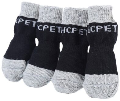 4Pcs/Setanti-Kras Pet Katten Honden Winter Katoenen Sokken Leuke Puppy Hond Kat Kleding Knits Sokken Anti slip Bodem BH / L