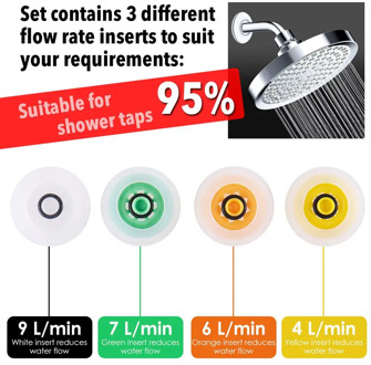 4PCS Shower Head Flow Control Valve Set Water Saver Device Flow Reducer Limiter 4/6 /7/9 Lmin Flow Suitable For 95% Shower Taps