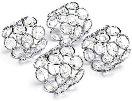 4Pcs Silver Crystal Napkin Rings Handcraft Sparkly Napkin Rings Napkin Holders for Wedding Centerpieces Special Occasion