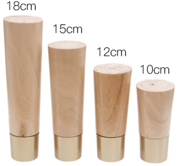 4pcs Solid Wooden Furniture legs Straight cone Sofa Table Feet Pure Copper Protective Cover Couch Dresser Armchair foot Oak Wood