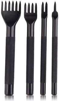 4Pcs Staal Lederen Perforators Lederen Craft Gereedschap 1 2 4 6 Prong Diamond Punt Beitel Diy Leathercraft Gereedschap