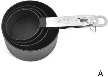 4Pcs Staal Maatbekers Lepels Keuken Bakken Koken Tool Set Maatbeker Maatlepel Set