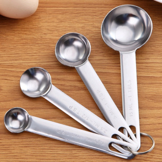 4PCS Stainless Steel Measuring Spoon Mini Metal Measuring Teaspoon Baking Spoon Multiple Size Measuring Spoon Kitchen Tools