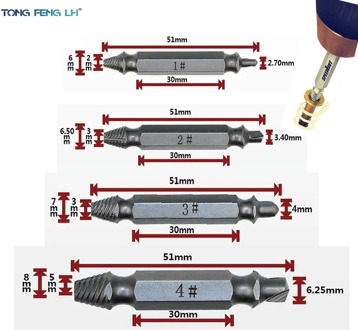 4pcs Steel Broken Speed Out Damaged Screw Extractor Drill Bit Grip Guide Set Broken Bolt Remover Easy Out Set