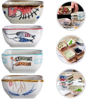 4Pcs Sushi Gerechten Smaak Lade Keuken Kid Kom Servies Schotel (Willekeurige Stijl)